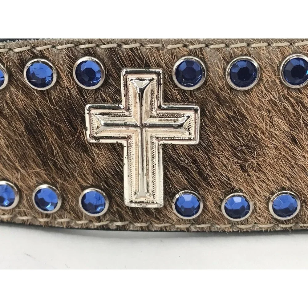 Ranger Belt Company Leather Belt Cowboy Western Cross Christian Buckle Hair‎